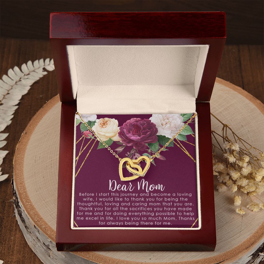 To My Mom Necklace, Gift For Mom, Mother's Day Gift from Daughter, Mom Jewelry Gift for Mothers Day, Birthday Gift for Mother, Moms Gift from Daughter Son, Necklace for Mom Mother2 Interlocking Hearts Necklace