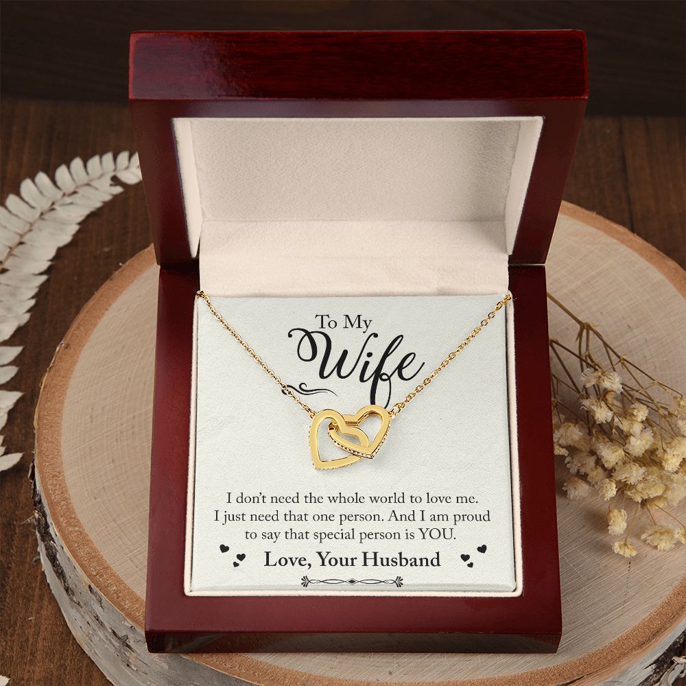To My Wife Necklace from Husband, Personalized Necklace for Women, Luxury Necklace for Wife from Man Men, Wedding Anniversary Present For Wife, Beautiful Wife Jewelry Christmas Birthday Gift For Wife24 Interlocking Hearts Necklace