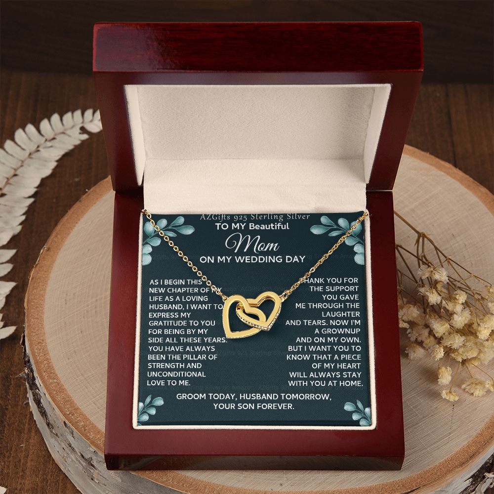 To My Beautiful Mom Necklace from Son, Gift for Mom, Gift from Son for Mother, Mother of Groom Gift, Necklace for Mother of Groom Wedding Day, To my Mom Necklace 301 Interlocking Hearts Necklace