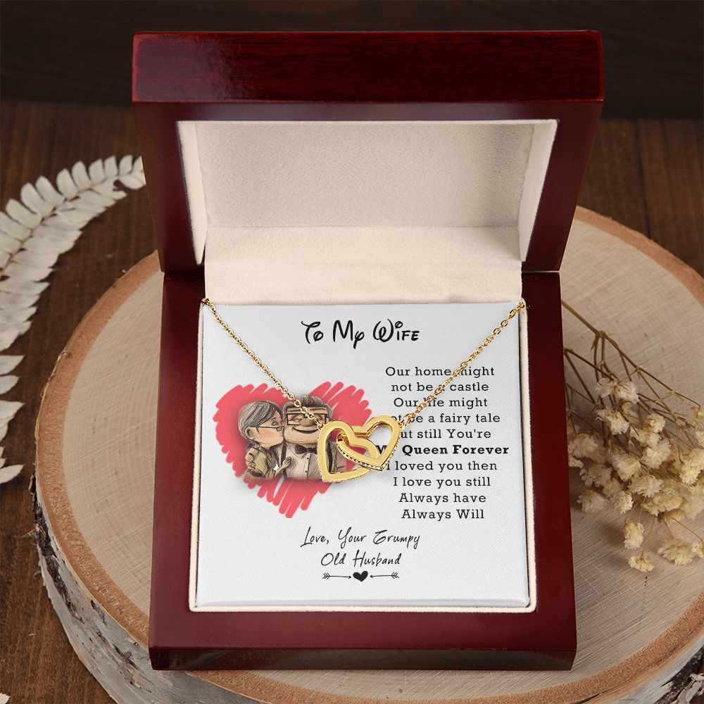 To My Wife Necklace from Husband, Personalized Necklace for Women, Luxury Necklace for Wife from Man Men, Wedding Anniversary Present For Wife, Beautiful Wife Jewelry Christmas Birthday Gifts For Wife3 Interlocking Hearts Necklace