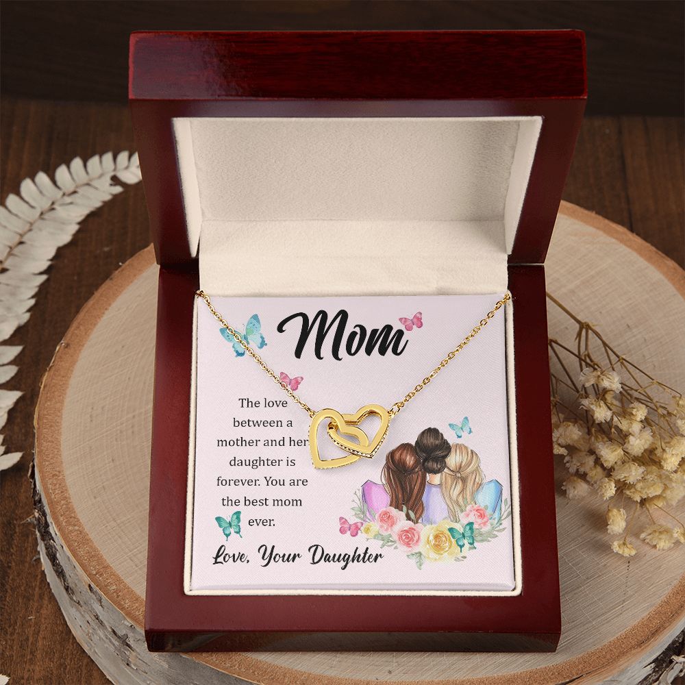 Mom Necklace Gifts for Mom from Daughter to Mom Gifts for Mothers Day from Daughter, To My Mom Necklace from Daughter to Mom Birthday Gifts Necklace with Message Card and Gift Box21 Interlocking Hearts Necklace