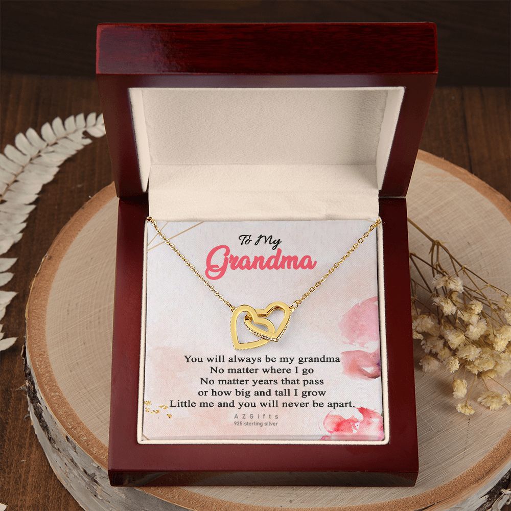 To My Grandma Necklace, Gift for Grandmother Necklace, Mothers Day Gift For Grandma Nana, Grandma Jewelry From Grandchildren GrandKids , Jewelry Box Gift For Grandma Grandmother13 Interlocking Hearts Necklace