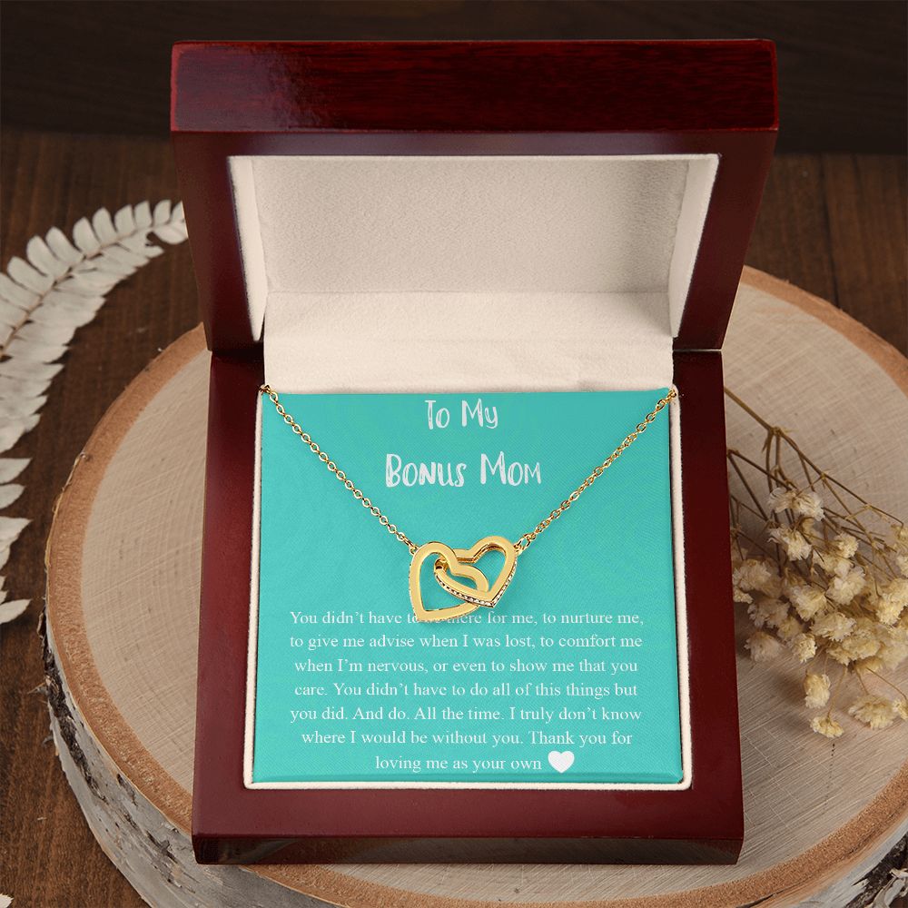 To My Bonus Mom Necklace, Mother's Day Gift for Step Mom, Love Knot Necklace Interlocking Hearts Necklace