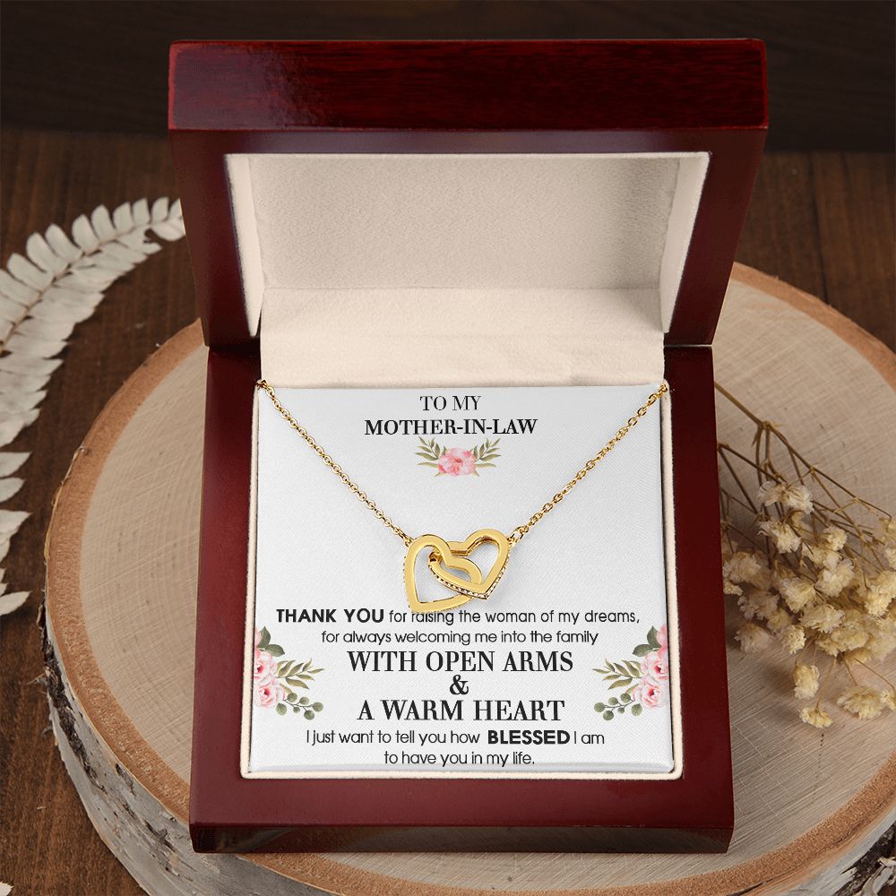 To My Mother-In-Law From Son-In-Law Thank You For Raising Interlocking Hearts Necklace