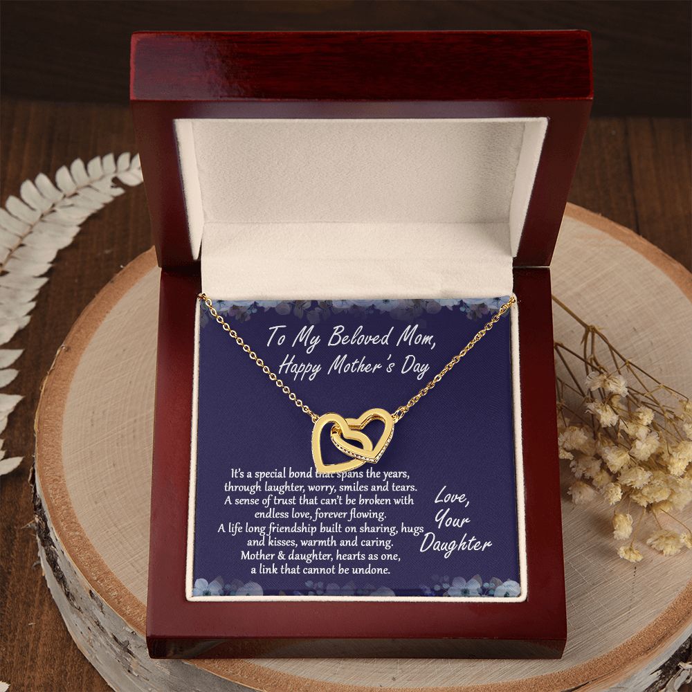Mom Necklace Gifts for Mom from Daughter to Mom Gifts for Mothers Day from Daughter, To My Mom Necklace from Daughter to Mom Birthday Gifts Necklace with Message Card and Gift Box2232 Interlocking Hearts Necklace
