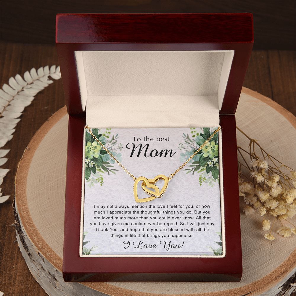 To My Best Mom Necklace, Necklace for Mother, Daughter Gift For Mom, Present For Mom, Mother Gifts from Son or Daughter, Jewelry Gift for Mothers Day, Birthday Gift for Mother, Moms Interlocking Hearts Necklace