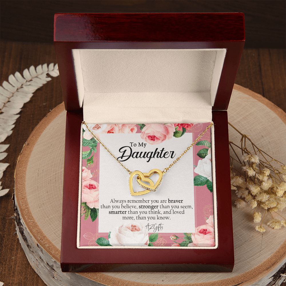 To My Daughter Gift Necklace from Mom, Mother and Daughter Necklace for Girls, Mother Daughter Gift Ideas, Jewelry Pendant Interlocking Hearts Necklace