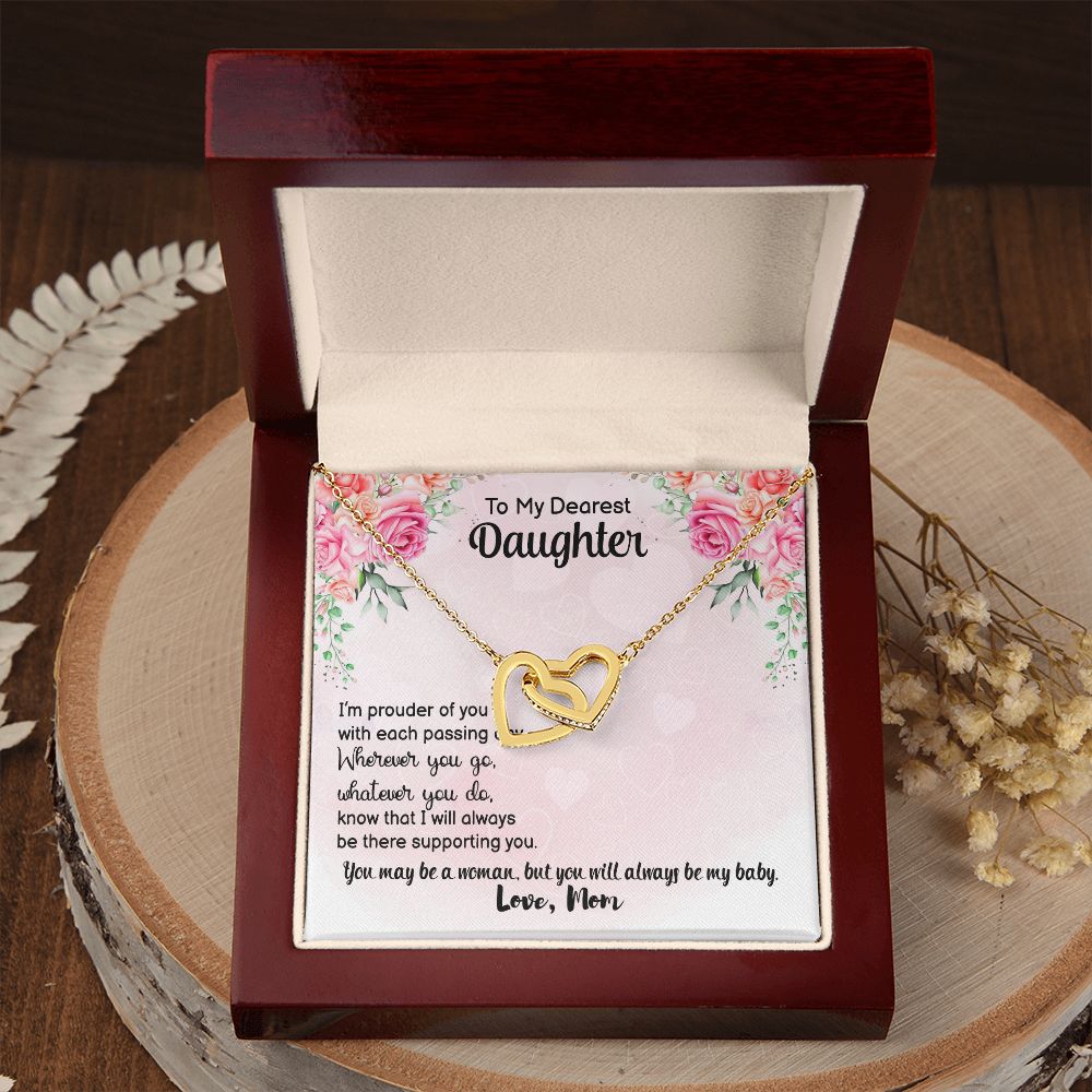 To My Daughter Necklace Gift from Mom, Mother and Daughter Jewelry Necklace for Girls, Mother Daughter Gift Ideas, Jewelry Pendant Necklace Interlocking Hearts Necklace