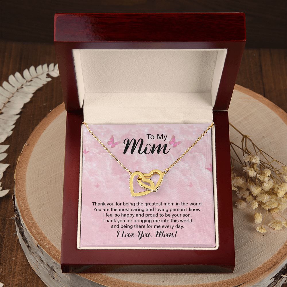 To My Mom Necklace, Gift For Mom, Mother's Day Gift from Daughter, Mom Jewelry Gift for Mothers Day, Birthday Gift for Mother, Moms Gift from Daughter Son, Necklace for Mom Mother 24 Interlocking Hearts Necklace