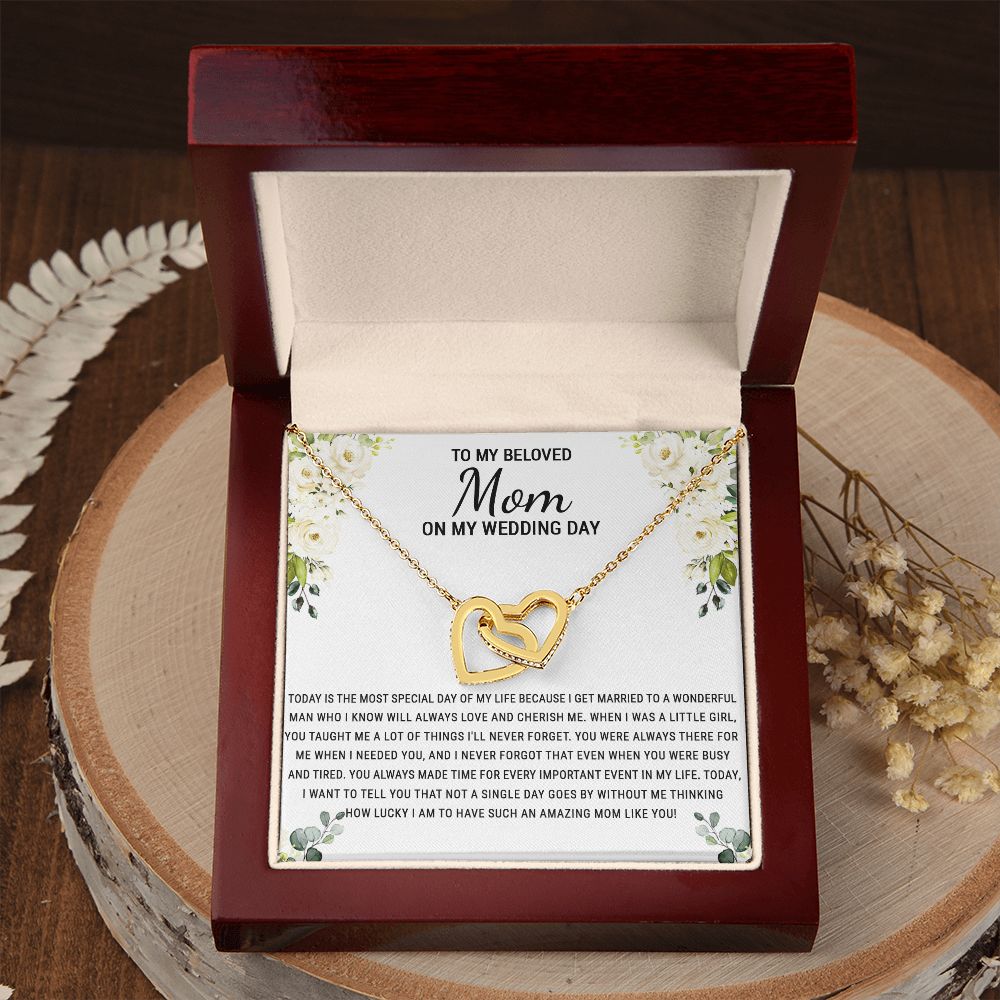 To My Mom Necklace, Gift For Mom, Mother's Day Gift from Daughter, Mom Jewelry Gift for Mothers Day, Birthday Gift for Mother, Moms Gift from Daughter Son, Necklace for Mom Mother 1 Interlocking Hearts Necklace