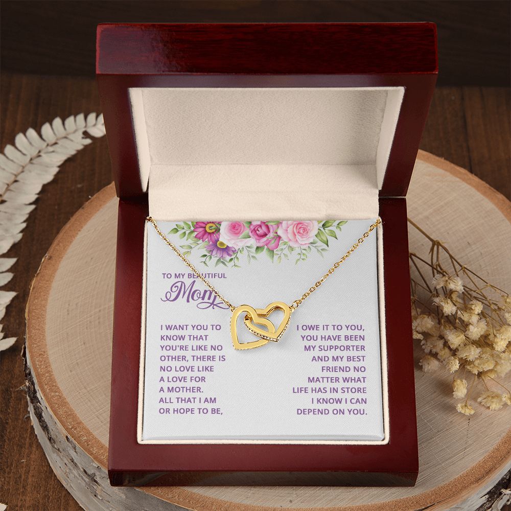 Mom Necklace Gifts for Mom from Daughter to Mom Gifts for Mothers Day from Daughter, To My Mom Necklace from Daughter to Mom Birthday Gifts Necklace with Message Card and Gift Box17 Interlocking Hearts Necklace