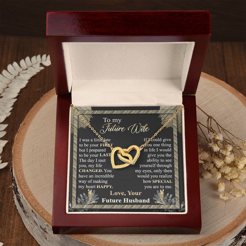 To My Future Wife Necklace from Boyfriend, Personalized Necklace for Women, Luxury Necklace for Girlfriend, Wedding Anniversary Present For Her, Girlfriend Gift Jewelry Christmas Birthday Gift Interlocking Hearts Necklace