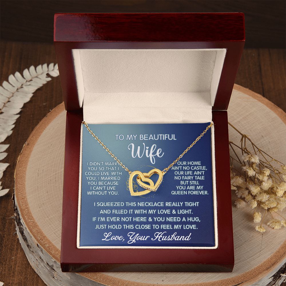 To My Beautiful Wife Necklace, Wedding Anniversary Jewelry For Women, Necklace For Wife from Husband, Gifts For Wife Birthday Gifts Necklace, Jewelry With Message Card In A Gift Box