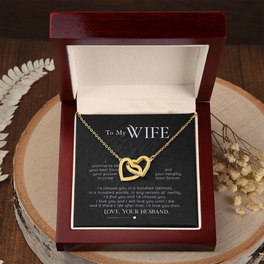 To My Wife Necklace Pendant Gift From Husband I'll Love You Then With Message Card and Gift Box. Valentine's Day Gift For Wife Future Wife Interlocking Hearts Necklace
