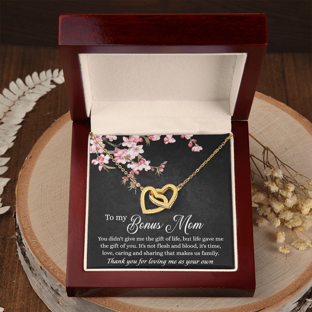 To My Bonus Mom Necklace, Gifts for Step Mom, Bonus Mom Necklace from Bonus Daughter Son, Necklaces for Women, Mothers Day Gift for Stepmom, Mother in Law Gift from Daughter in Law Interlocking Hearts Necklace