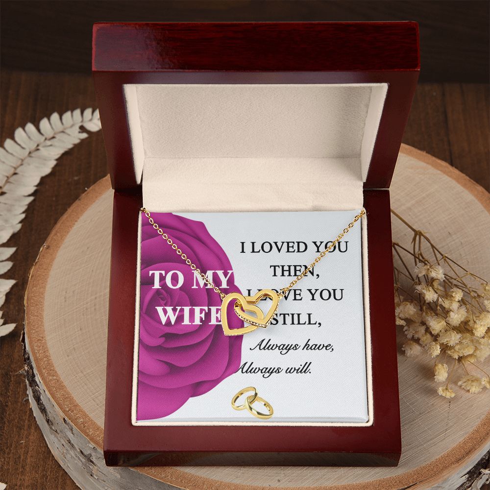 To My Wife Necklace -gift for Wife, Birthday Anniversary Necklace From HUsband Interlocking Hearts Necklace