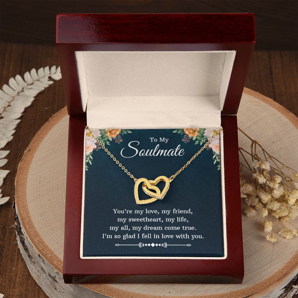To My Soulmate Necklace for Women Birthday Christmas Jewelry Gifts For My Wife with Message Card Box Personalized Gift Present Pendant for Future Wife Soulmate Girlfriend Love 10 Interlocking Hearts Necklace