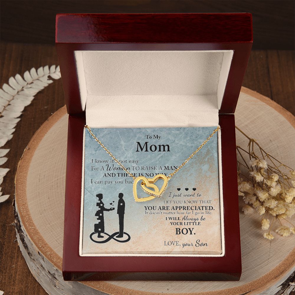 Mom Gift From Son To Mother Necklace Thoughtful Birthday Gift Sentimental Interlocking Hearts Necklace