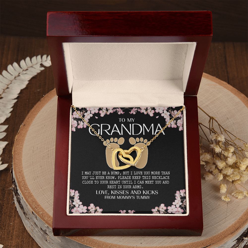 To My Grandma Necklace, Gift for Grandmother Necklace, Mothers Day Gift For Grandma Nana, Grandma Jewelry From Grandchildren GrandKids , Jewelry Box Gift For Grandma Grandmother16 Interlocking Hearts Necklace