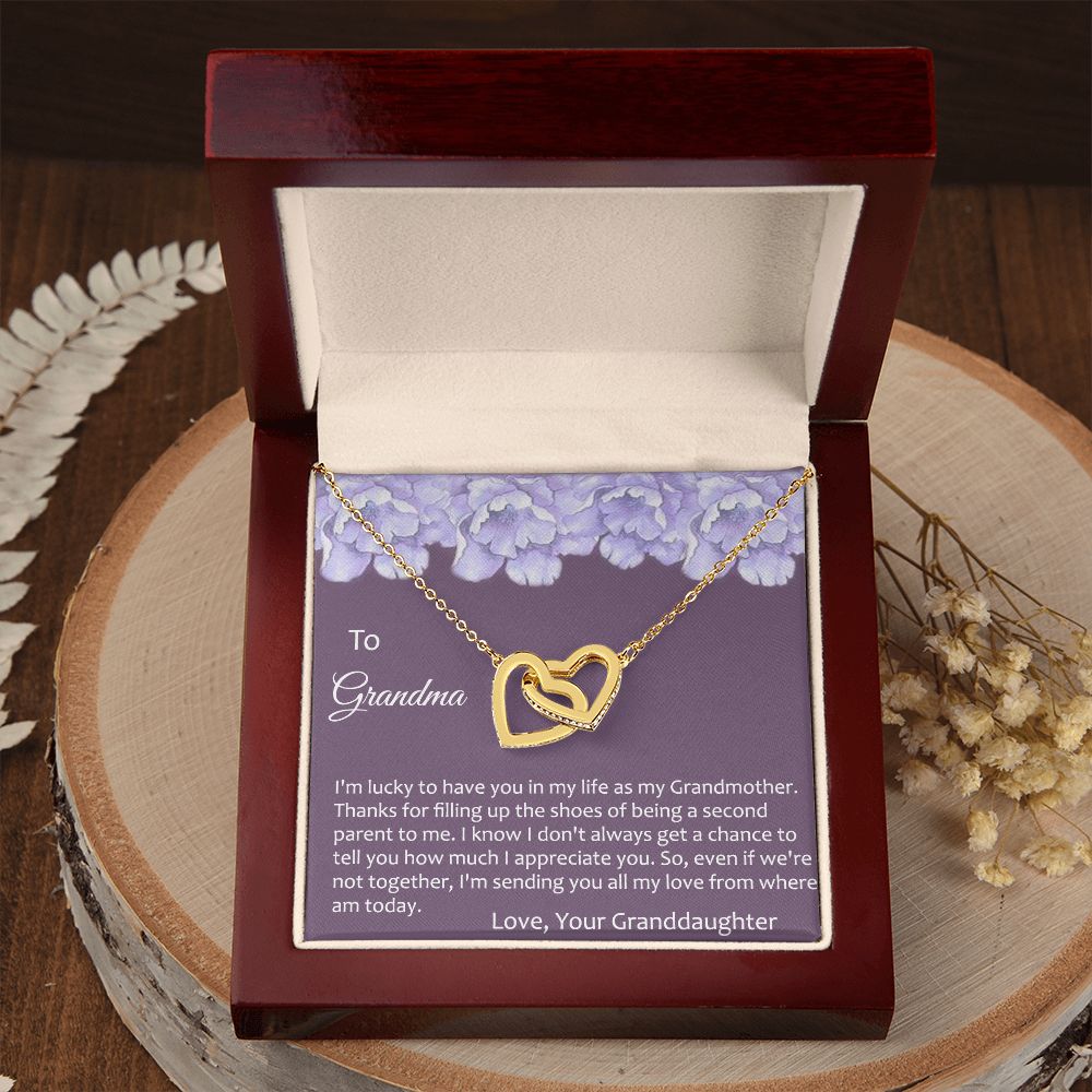 To My Grandma Necklace, Gift for Grandmother Necklace, Mothers Day Gift For Grandma Nana, Grandma Jewelry From Grandchildren GrandKids , Jewelry Box Gift For Grandma Grandmother21 Interlocking Hearts Necklace
