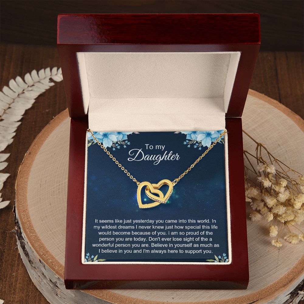 To My Daughter Gift Necklace from Mom, Mother and Daughter Necklace for Girls, Mother Daughter Gift Ideas, Jewelry Pendant Interlocking Hearts Necklace