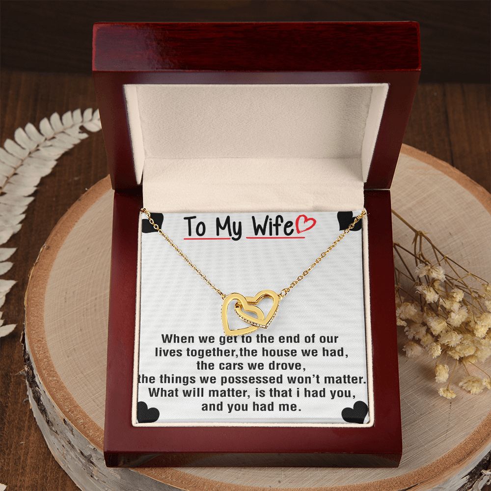 To My Wife Necklace from Husband, Personalized Necklace for Women, Luxury Necklace for Wife from Man Men, Wedding Anniversary Present For Wife, Beautiful Wife Jewelry Christmas Birthday Gift For Wife25 Interlocking Hearts Necklace