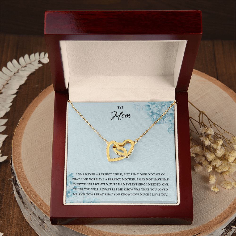 Mom Necklace Gifts for Mom from Daughter to Mom Gifts for Mothers Day from Daughter, To My Mom Necklace from Daughter to Mom Birthday Gifts Necklace with Message Card and Gift Box2227 Interlocking Hearts Necklace