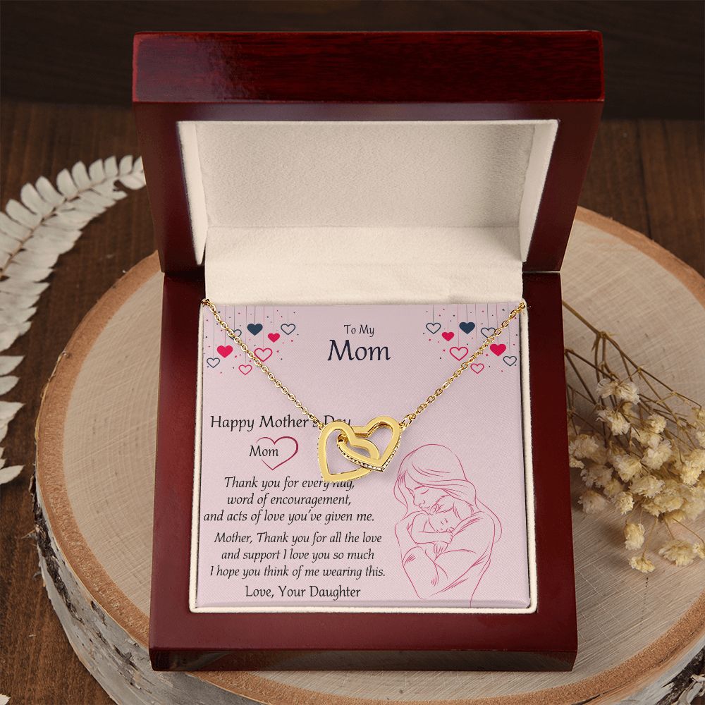 Mom Necklace Gifts for Mom from Daughter to Mom Gifts for Mothers Day from Daughter, To My Mom Necklace from Daughter to Mom Birthday Gifts Necklace with Message Card and Gift Box10 Interlocking Hearts Necklace