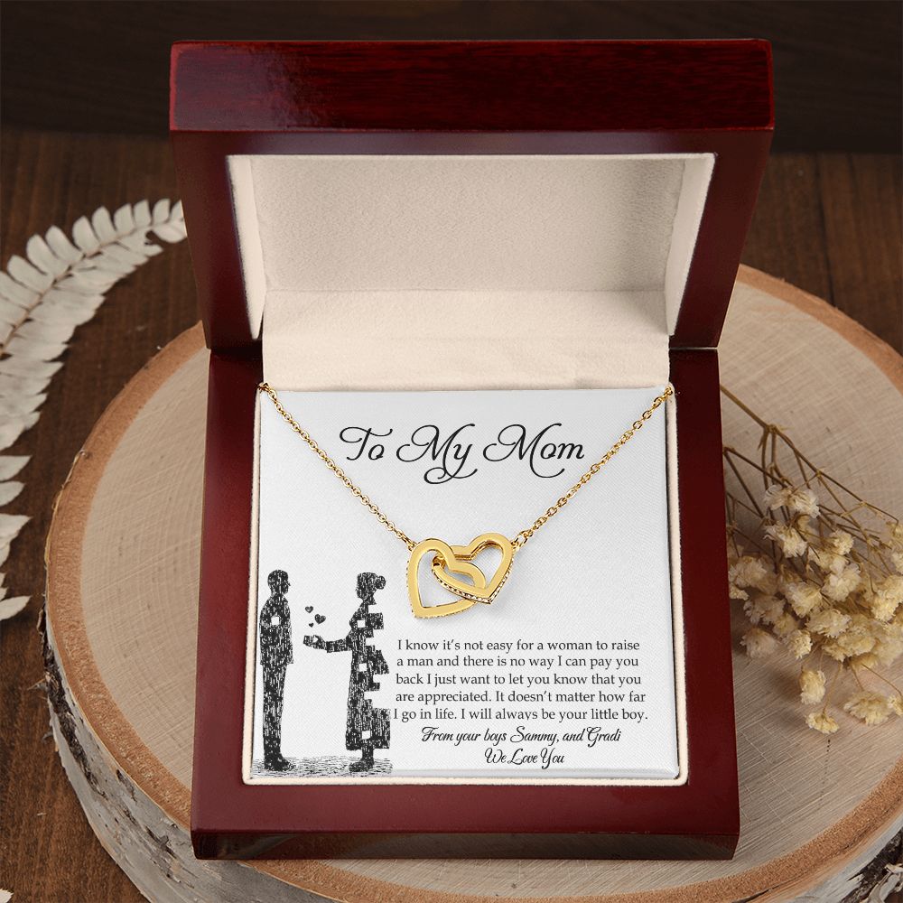 To My Mom Necklace, Gift For Mom, Mother's Day Gift from Son, Mom Jewelry Gift for Mothers Day, Birthday Gift for Mother, Moms Gift from Daughter Son, Necklace for Mom Mother Interlocking Hearts Necklace