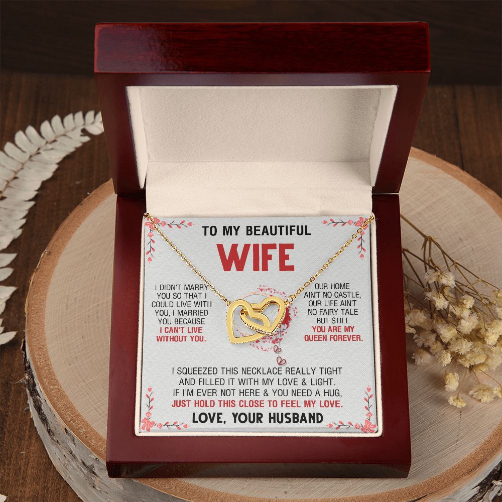 To My Beautiful Wife Necklace, Wedding Anniversary Jewelry For Women, Necklace For Wife from Husband, Gifts For Wife Birthday Gifts Necklace, Jewelry With Message Card In A Gift Box