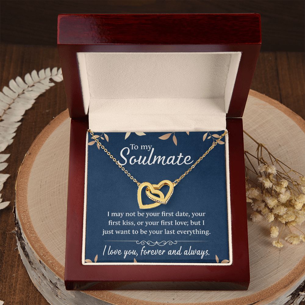 To My Soulmate Necklace for Women Birthday Christmas Jewelry Gifts For My Wife with Message Card Box Personalized Gift Present Pendant for Future Wife Soulmate Girlfriend Love 21 Interlocking Hearts Necklace