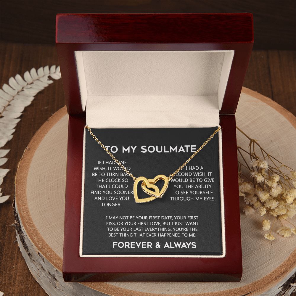 To My Soulmate Eternal Hope Necklace  Wife Soulmate Valentines Day Gift for Her 175144059615 Interlocking Hearts Necklace