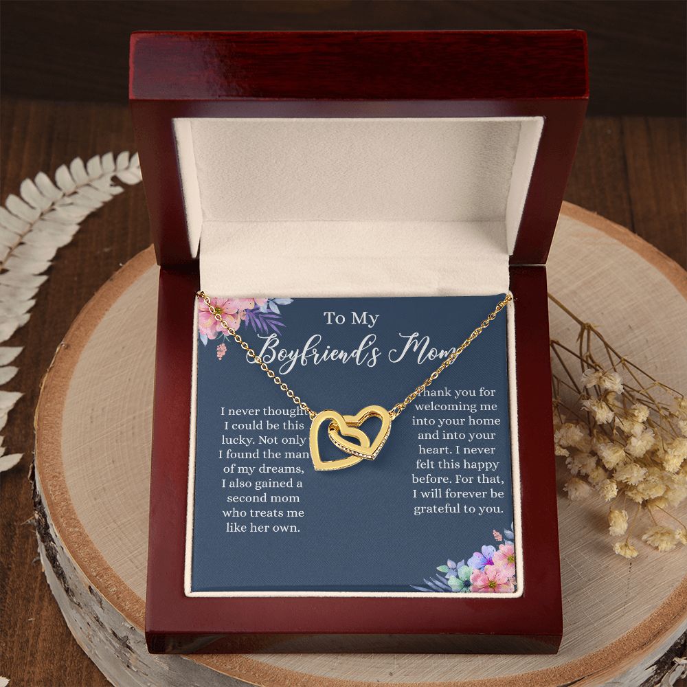 To My Boyfriends Mom Necklace, Gifts For Boyfriend Mom, Boyfriends Mom Birthday Gift, Boyfriend Mother Gift, Gifts for boyfriend mom, Boyfriend mom Mother's Day Gift Jewelry for Women Interlocking Hearts Necklace