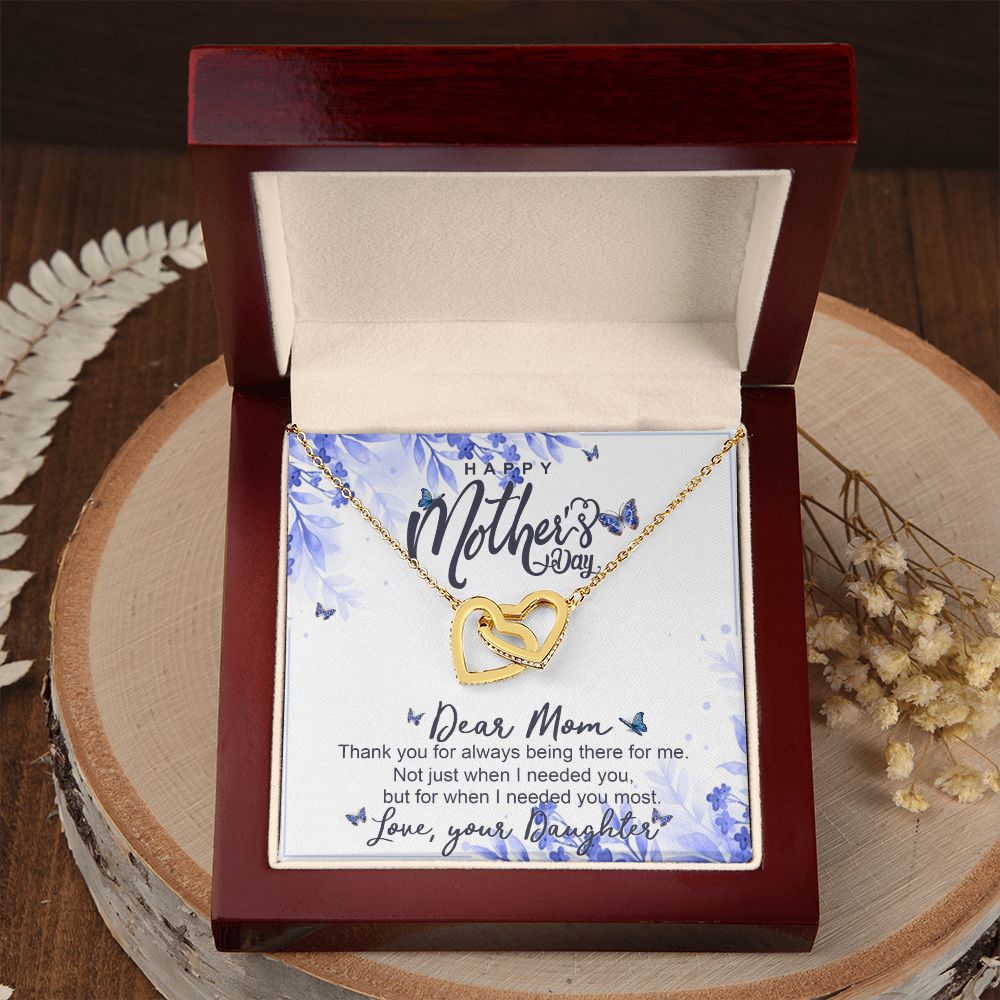 Happy Mother Day, Mothers Day Gifts Necklace, Gifts For Mom From Daughter Or Son Interlocking Hearts Necklace