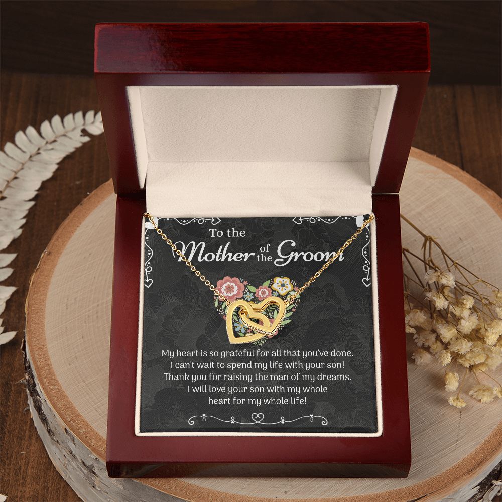Mother of the Groom Sunflower Bracelet from Bride, Mother of the Groom Jewelry, Unique Mother Of The Groom Wedding Gift, Mom of Groom Gift Interlocking Hearts Necklace