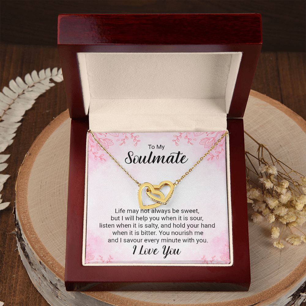 To My Soulmate Necklace for Women Birthday Christmas Jewelry Gifts For My Wife with Message Card Box Personalized Gift Present Pendant for Future Wife Soulmate Girlfriend Love 15 Interlocking Hearts Necklace