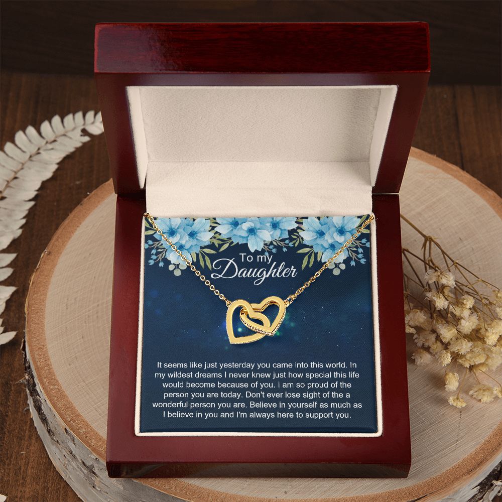 To My Daughter Gift Necklace from Mom, Mother and Daughter Necklace for Girls, Mother Daughter Gift Ideas, Jewelry Pendant Interlocking Hearts Necklace