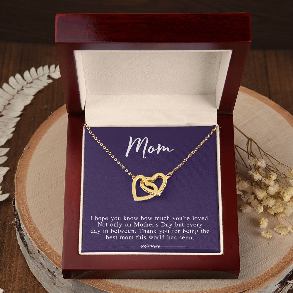 Mom Necklace Gifts for Mom from Daughter to Mom Gifts for Mothers Day from Daughter, To My Mom Necklace from Daughter to Mom Birthday Gifts Necklace with Message Card and Gift Box2239 Interlocking Hearts Necklace