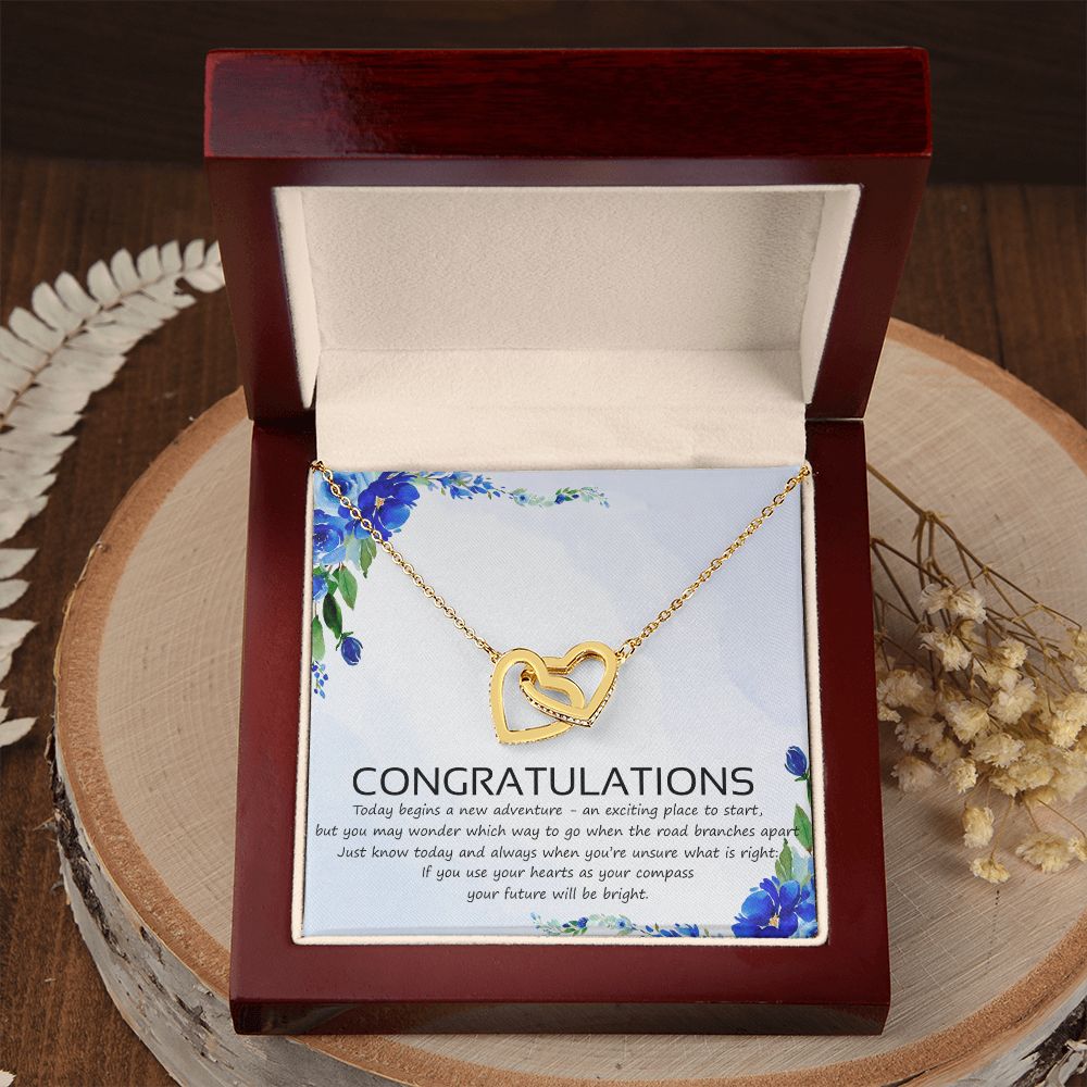 Graduation Compass Necklace - Perfect gift to say congratulations to high school Congrats Graduation Pendants Gift For Daughter, Granddaughter, Niece, Sister Interlocking Hearts Necklace