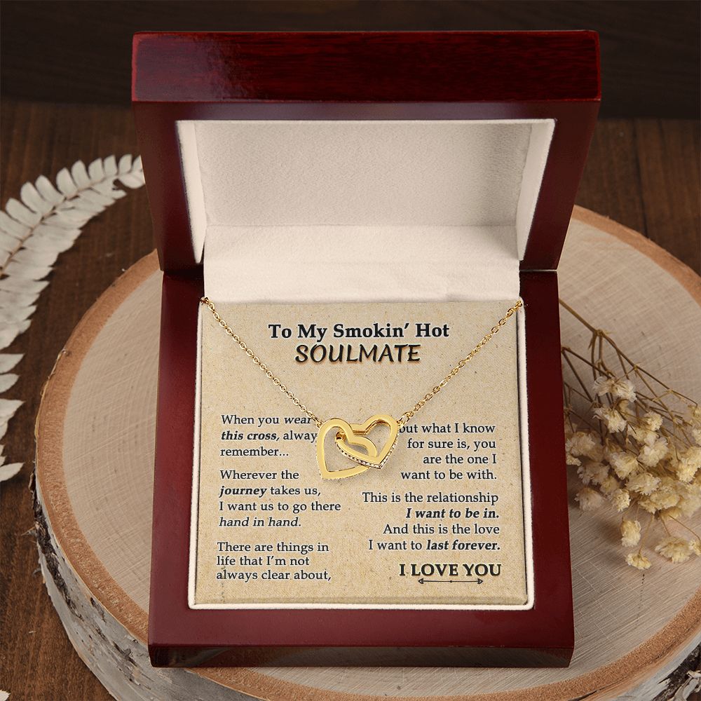 To My Soulmate Necklace for Women Birthday Valentines Day Jewelry Gifts For My Wife with Message Card Box Personalized Gift Present Pendant for Future Wife Soulmate Girlfriend Love 9 Interlocking Hearts Necklace