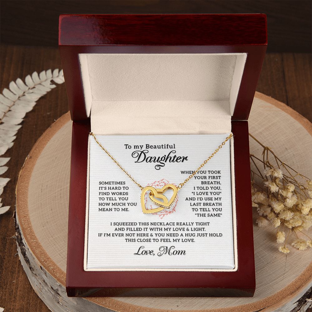 To My Beautiful Daughter Necklace from Mom, Mother and Daughter Necklace, Gift for Daughter, Necklace for Daughter, Gift for Daughter from Mom, Daughter Gift from Mother 301 Interlocking Hearts Necklace