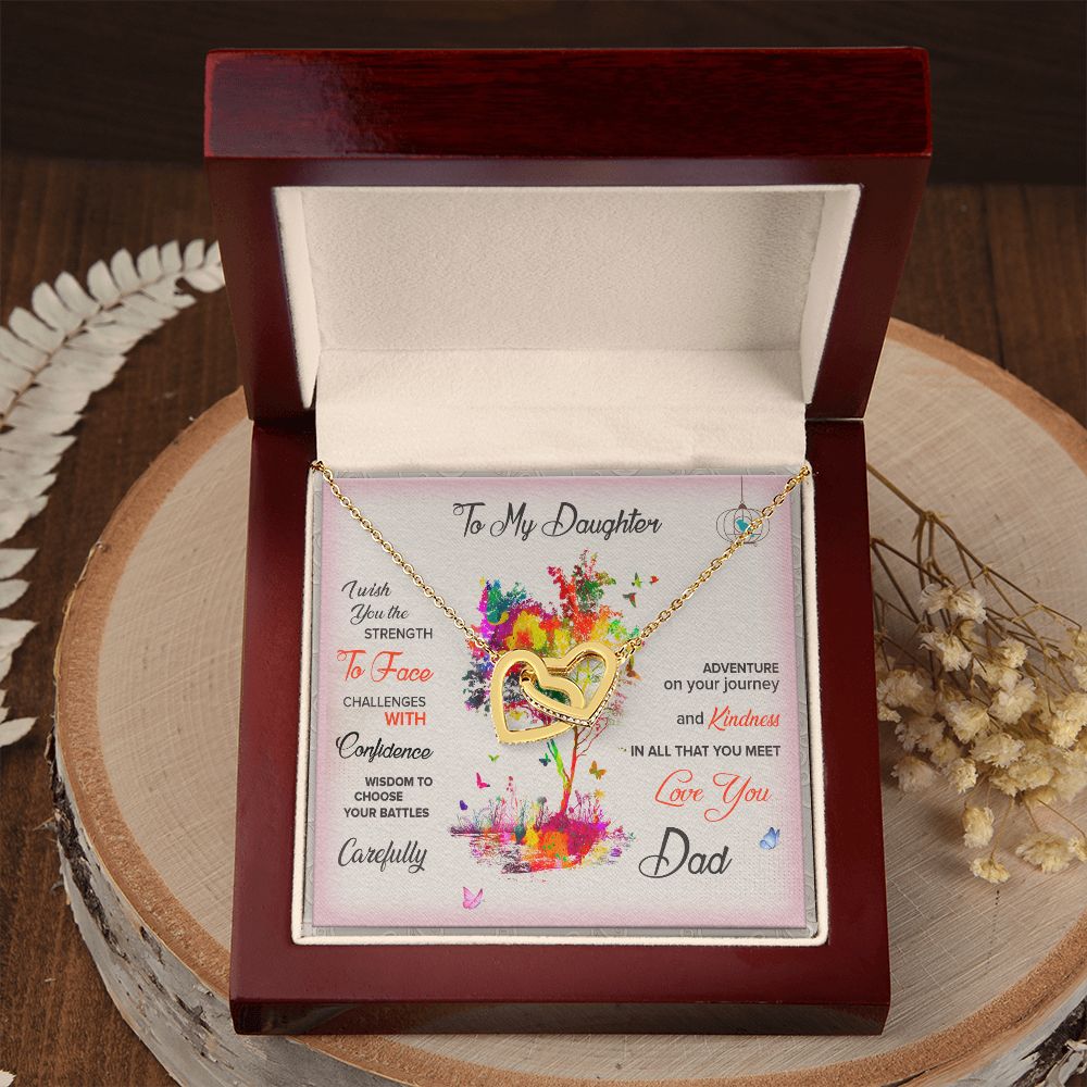To My Daughter Necklace Pendant I Wish You The Strength To Face With Message Card Gift Box Gift For To Daughter, Daughter In Law Gift On Birthday Anniversary Gift Interlocking Hearts Necklace