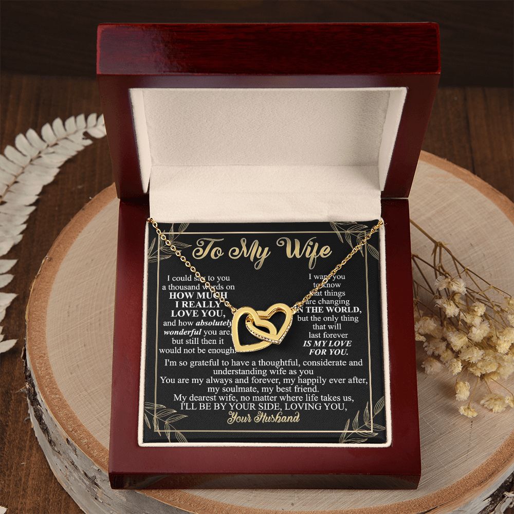 Birthday Gifts For Wife, Necklace Gifts For Wife From Husband, To My Wife Jewelry For Women , To My Wife Necklace  from Husband Wedding Anniversary Present For Wife, Beautiful Wife Jewelry Christmas13 Interlocking Hearts Necklace