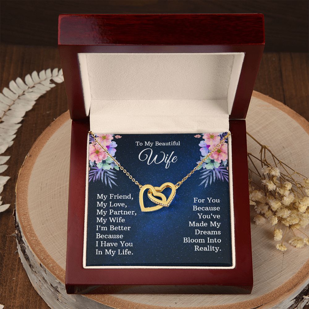 To My Beautiful Wife Necklace, Wedding Anniversary Jewelry For Women, Necklace For Wife from Husband, Gifts For Wife Birthday Gifts Necklace, Jewelry With Message Card In A Gift Box
