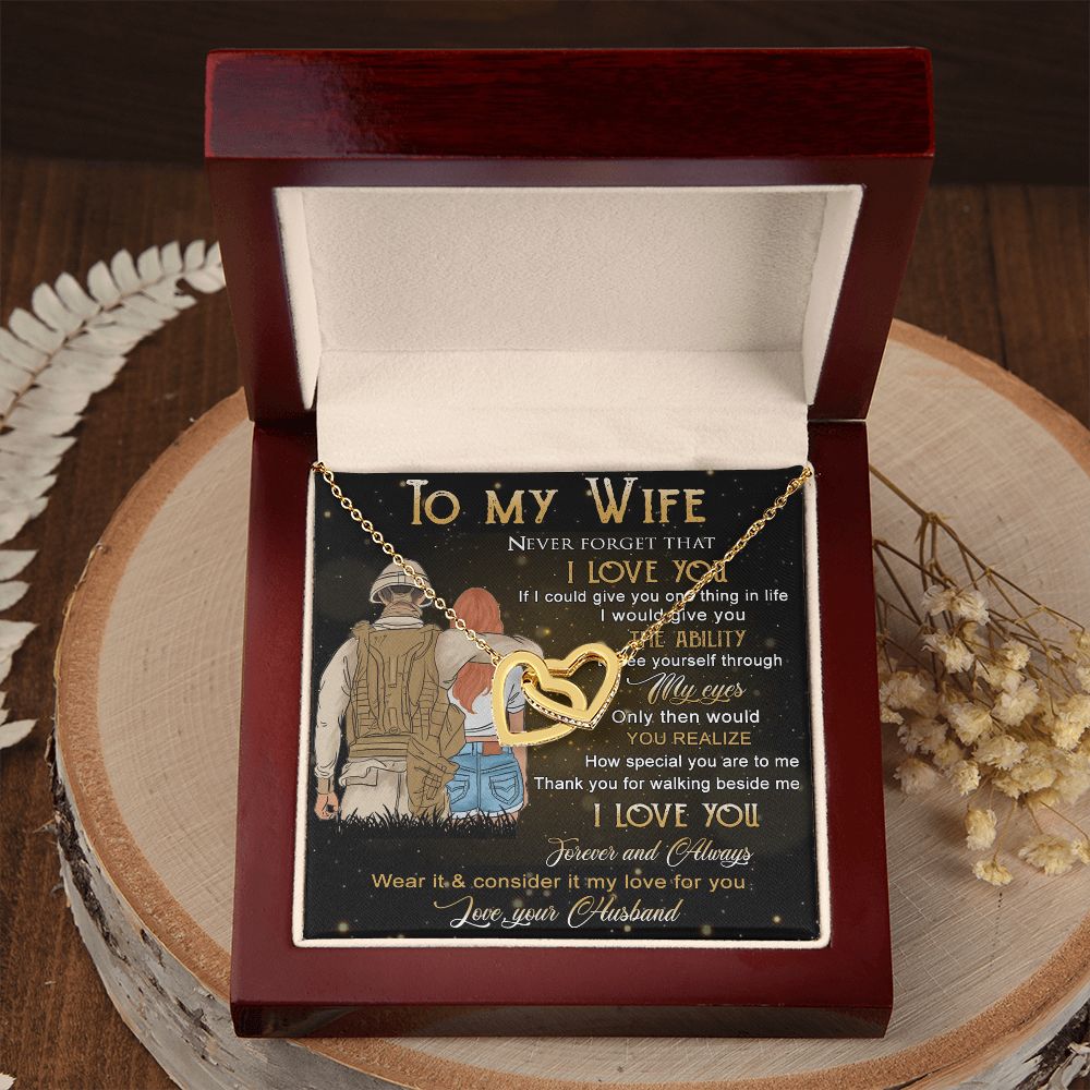 Birthday Gifts For Wife, Necklace Gifts For Wife From Husband, To My Wife Jewelry For Women , To My Wife Necklace  from Husband Wedding Anniversary Present For Wife, Beautiful Wife Jewelry Christmas21 Interlocking Hearts Necklace