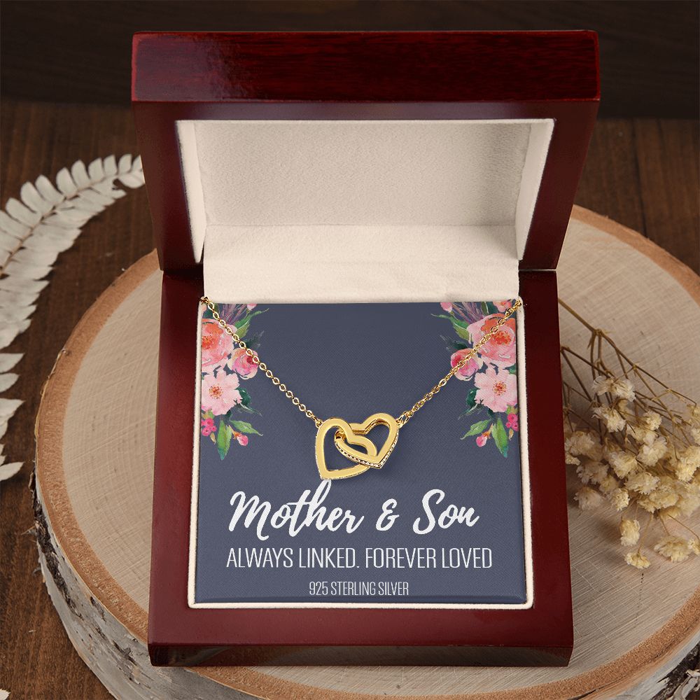 Gift For Mom From Son, Mother Son Gifts, Happy Mother's Day Necklace, Mom Gift Interlocking Hearts Necklace