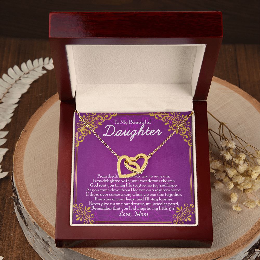 To My Daughter Necklace Gift from Mom, Mother and Daughter Jewelry Necklace for Girls, Mother Daughter Gift Ideas, Jewelry Pendant Necklace Interlocking Hearts Necklace