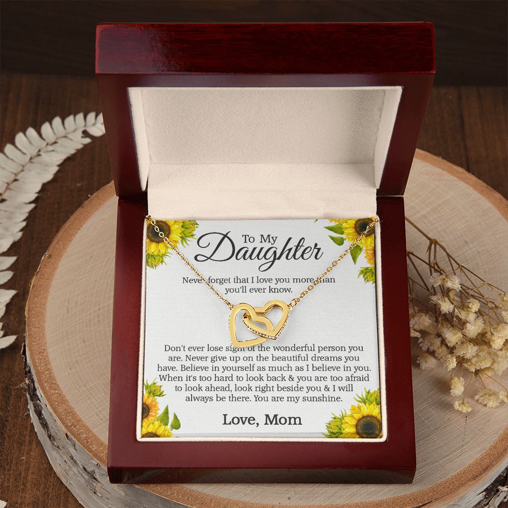 Mother Daughter Gift Ideas, To My Daughter Gift Necklace from Mom, Jewelry Pendant Present for Daughter, Birthday Christmas Gift Graduation Gifts for Daughters, Mother and Daughter Necklace 2132 Interlocking Hearts Necklace