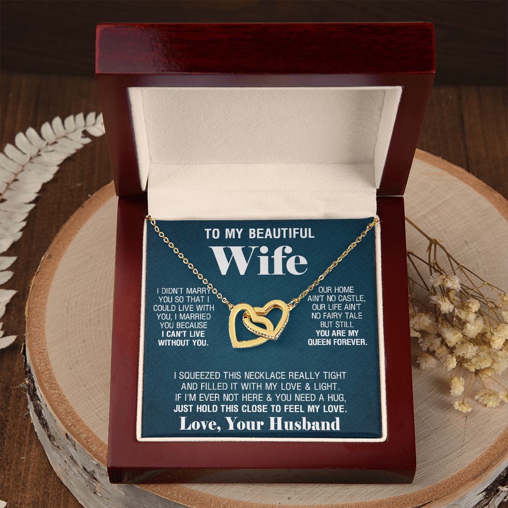 To My Beautiful Wife Necklace, Wedding Anniversary Jewelry For Women, Necklace For Wife from Husband, Gifts For Wife Birthday Gifts Necklace, Jewelry With Message Card In A Gift Box