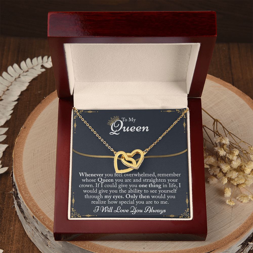 To My Queen Gift For Her Jewelry Gift Her Gift for Her Christmas Necklace Interlocking Hearts Necklace